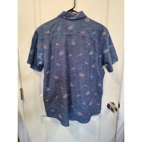 Men's Hurley OAO Stretch Short Sleeve Button Up Floral Print Blue Medium - Picture 5 of 10